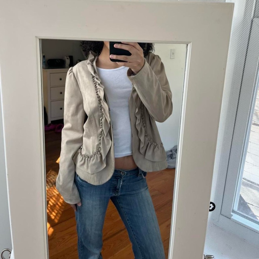 Women's Tan Ruffle Jacket